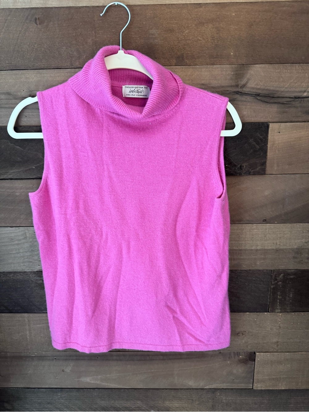 Lord & Taylor Cashmere Sleeveless Turtleneck Tank - Bright Pink